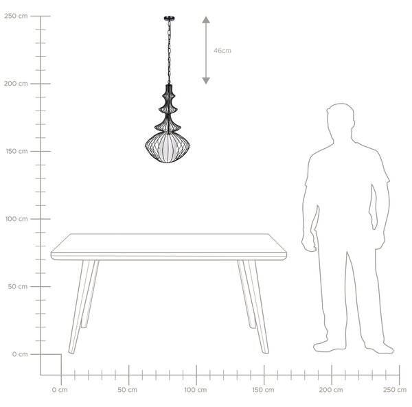 Závesná lampa čierna kovové tienidlo v tvare klietky industriálny glamour dizajn