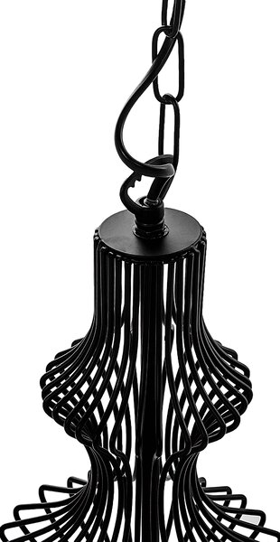 Závesná lampa čierna kovové tienidlo v tvare klietky industriálny glamour dizajn