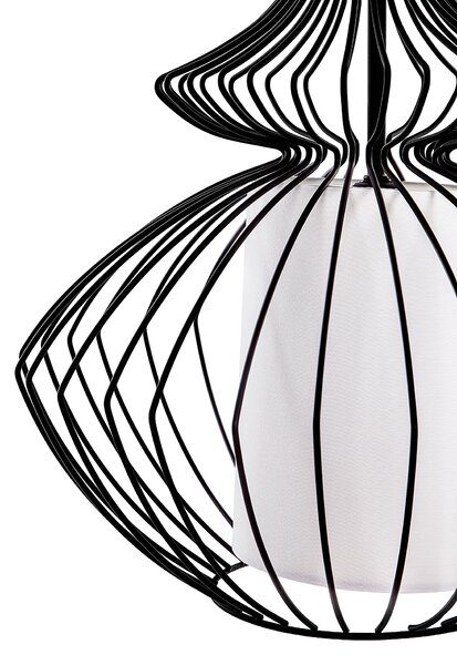 Závesná lampa čierna kovové tienidlo v tvare klietky industriálny glamour dizajn