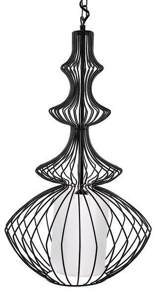 Závesná lampa čierna kovové tienidlo v tvare klietky industriálny glamour dizajn
