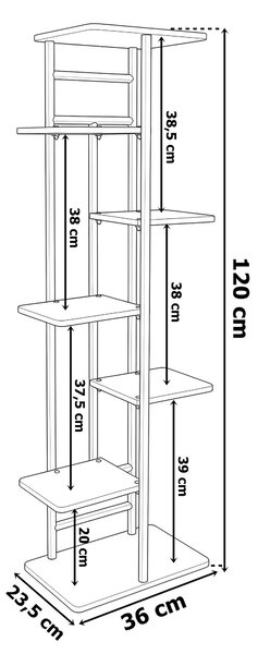 TZB Stojan na kvety Bastian 120 cm čierny/hnedý
