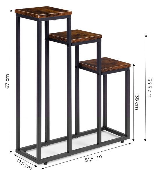 MODERNHOME Stojan na kvety EVELIN 67x51,5 cm hnedý/čierny
