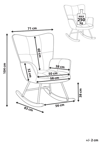 Hojdacie kreslo svetlomodré polyester prešívané čalúnenie drevené nohy moderný štýl obývačka spálňa