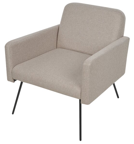 Kreslo béžové látkové čalúnenie čierne kovové nohy moderný retro štýl obývacia izba
