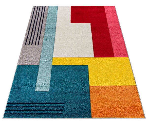 TA Tyrkysovo-krémový geometrický koberec Atlanta A092A D.TURQUOISE/CREAM ATLANTA FMM Rozmer: 120x170 cm