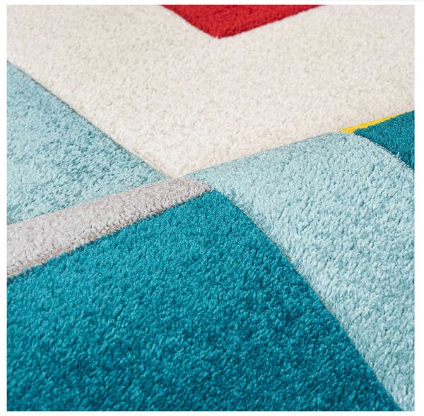TA Tyrkysovo-krémový geometrický koberec Atlanta A092A D.TURQUOISE/CREAM ATLANTA FMM Rozmer: 120x170 cm