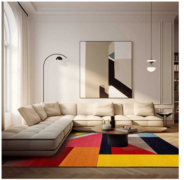 TA Tmavomodro-červený geometrický koberec Atlanta A095A NAVY/RED ATLANTA FMM Rozmer: 120x170 cm