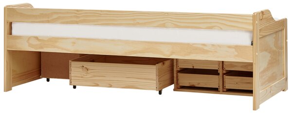 Posteľ svetlohnedá borovicové drevo 90 x 200 cm s úložným priestorom zásuvky moderný štýl detská izba