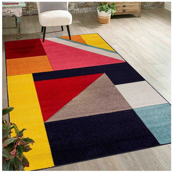 TA Tmavomodro-červený geometrický koberec Atlanta A095A NAVY/RED ATLANTA FMM Rozmer: 120x170 cm