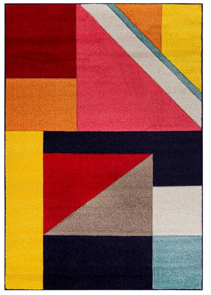 TA Tmavomodro-červený geometrický koberec Atlanta A095A NAVY/RED ATLANTA FMM Rozmer: 120x170 cm