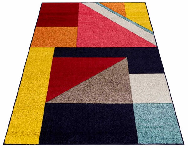 TA Tmavomodro-červený geometrický koberec Atlanta A095A NAVY/RED ATLANTA FMM Rozmer: 120x170 cm