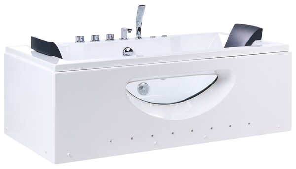Vírivá vaňa biela ABS 180 x 90 cm s LED svetlami a opierkami hlavy hydromasážne trysky obdĺžniková vírivka