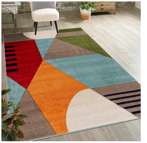 TA Prírodne melírovaný modrý geometrický koberec A101A BERBER/L.BLUE ATLANTA FMM Rozmer: 120x170 cm