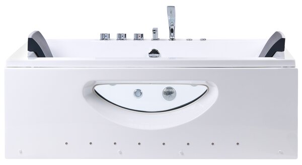 Vírivá vaňa biela ABS 180 x 90 cm s LED svetlami a opierkami hlavy hydromasážne trysky obdĺžniková vírivka