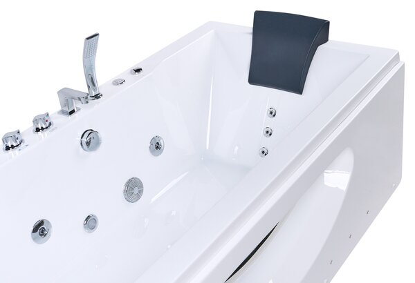 Vírivá vaňa biela ABS 180 x 90 cm s LED svetlami a opierkami hlavy hydromasážne trysky obdĺžniková vírivka