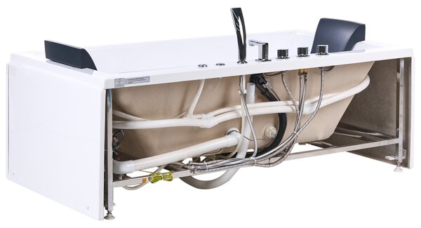 Vírivá vaňa biela ABS 180 x 90 cm s LED svetlami a opierkami hlavy hydromasážne trysky obdĺžniková vírivka