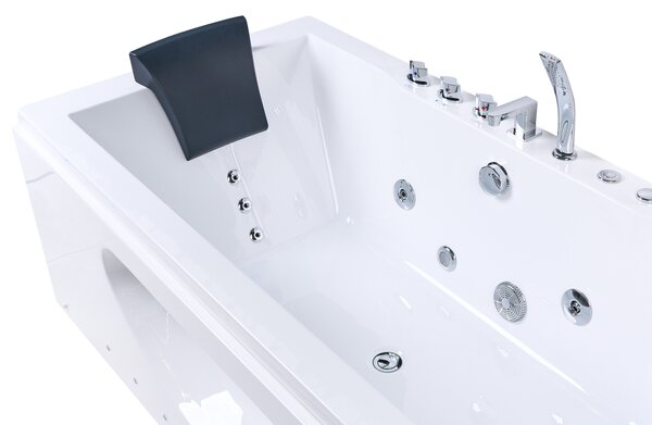 Vírivá vaňa biela ABS 180 x 90 cm s LED svetlami a opierkami hlavy hydromasážne trysky obdĺžniková vírivka