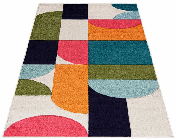 TA Krémovo-tmavomodrý geometrický koberec Atlanta A098A CREAM/NAVY ATLANTA FMM Rozmer: 120x170 cm