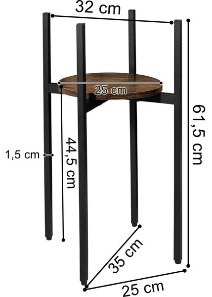 TZB Stojan na kvety TORRE RUSTIC 60 cm hnedý/čierny