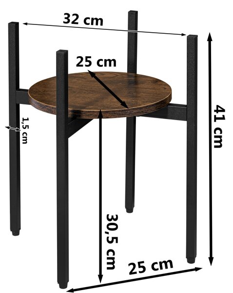 TZB Stojan na kvety TORRE RUSTIC 40 cm hnedý/čierny