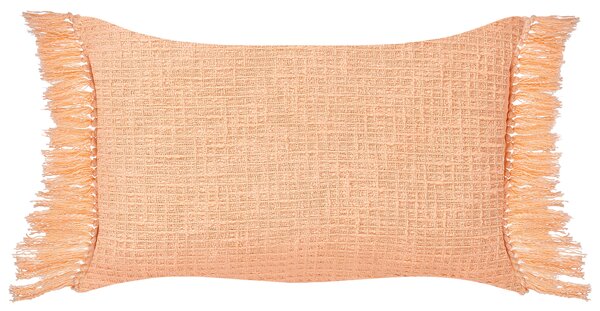 Sada 2 dekoratívnych vankúšov oranžová bavlna 40 x 60 cm obdĺžnikový tvar jednofarebná bez vzoru so strapcami moderný štýl doplnky