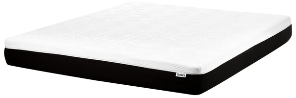 Gélový matrac z pamäťovej peny tvrdý biely a čierny 180 x 200 cm polyesterový snímateľný poťah so zipsom