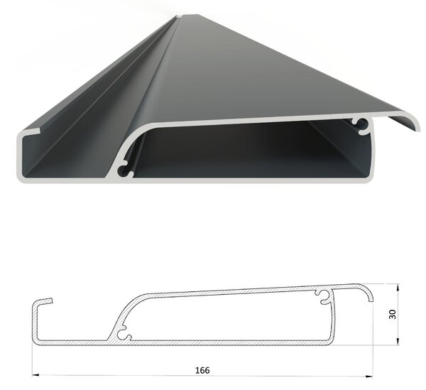 Bioklimatická pergola, hliníková 3 x 6 m, montovaná o stenu