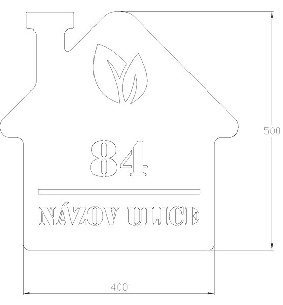 Domové číslo, vzor 002, bez povrchovej úpravy