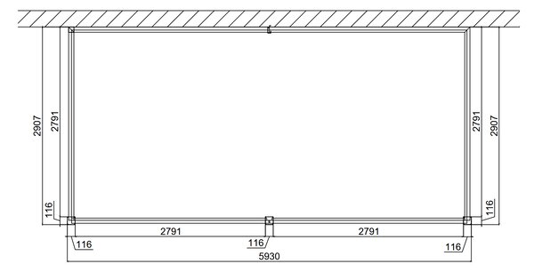 Bioklimatická pergola, hliníková 3 x 6 m, montovaná o stenu