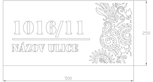 Domové číslo, vzor 006, bez povrchovej úpravy