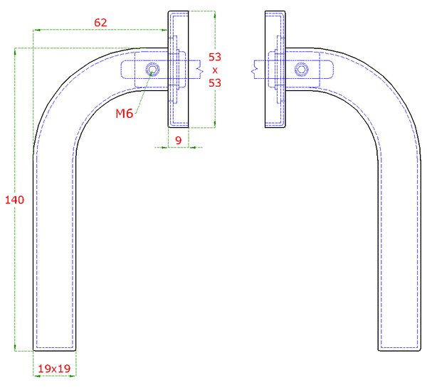 Kľučka, L = 140 mm, brúsená nerez AISI 304