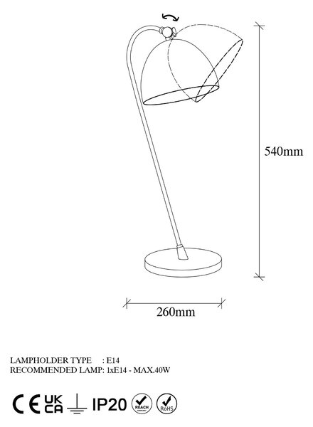 Opviq Stolná lampa Acuka zlatá