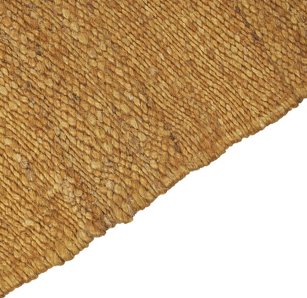Koberec žltý jutový 80 x 150 cm ručne tkaný so strapcami boho štýl spálňa predsieň