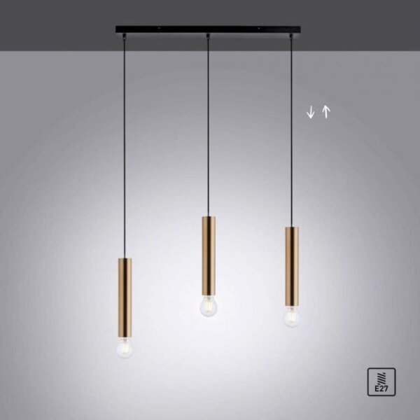 Leuchten Direkt 15618-60 - Luster na lanku BRUNA 3xE27/60W/230V mosadz