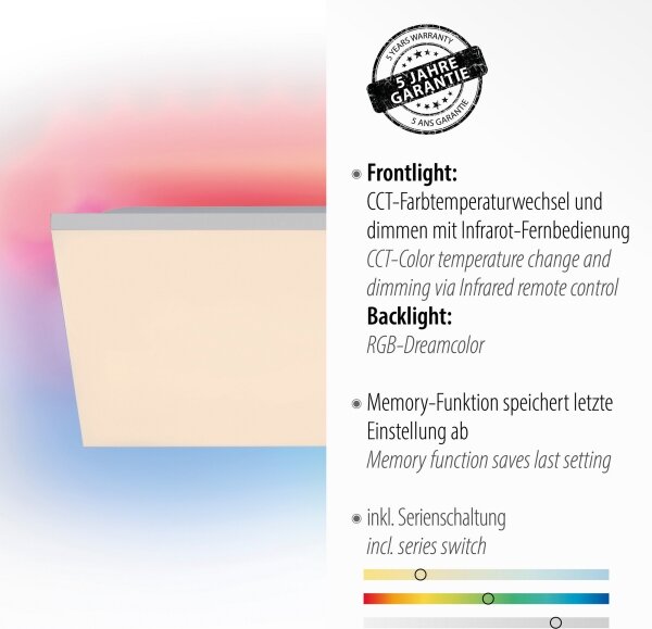 Leuchten Direkt 15561-16-LED RGB Stmievateľné stropné svietidlo CONRAD 27W/230V+DO