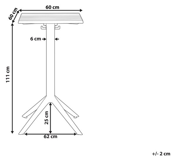 Bistro stolík béžový syntetický materiál 60 x 60 cm sklopná stolová doska vonkajší odolný stôl na balkón