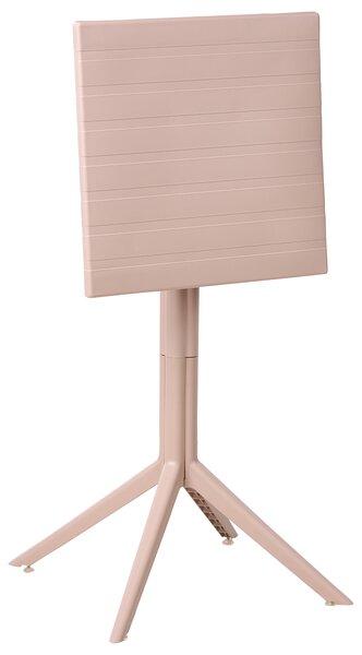 Bistro stolík béžový syntetický materiál 60 x 60 cm sklopná stolová doska vonkajší odolný stôl na balkón
