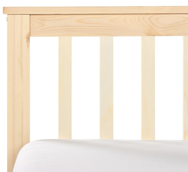 Posteľ svetlohnedá borovicové drevo MDF 180 x 200 cm s čelom úložný priestor 2 zásuvky minimalistický škandinávsky štýl spálňa