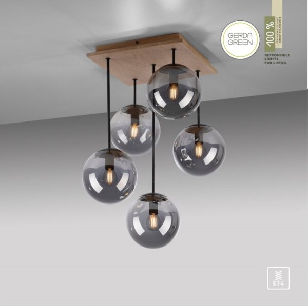 JUST LIGHT. 11395-79 - Luster na tyči WIDOW 5xE14/25W/230V dub