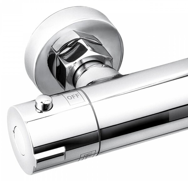 Erga Yoka, sprchový stĺp s termostatom a 3-funkčnou ručnou sprchou, chrómová, ERG-YKA-BP.BERGEN-THERM-30-CHR
