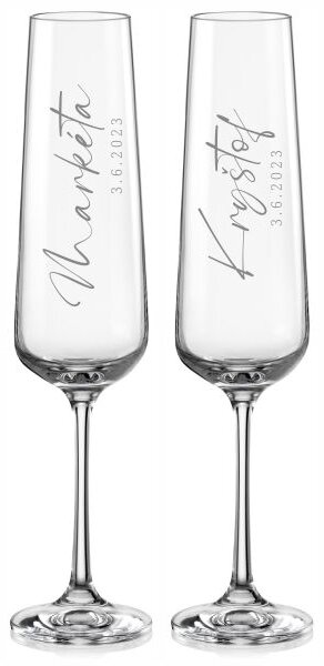 Svadobné poháre na sekt Calligraphy style, 2 ks