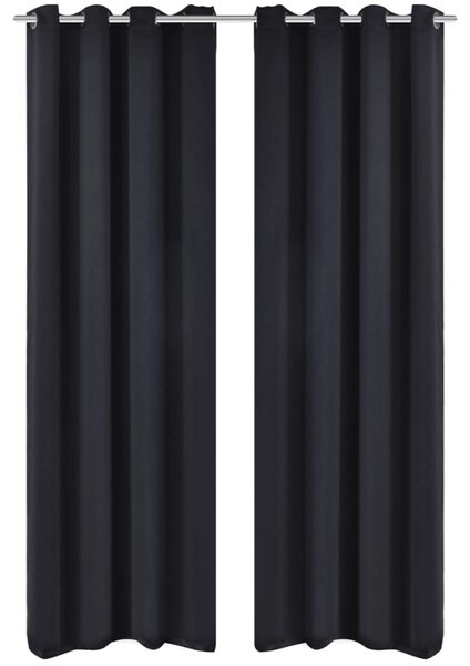 2 ks čierne blackout závesy s kovovými krúžkami, 135 x 245 cm