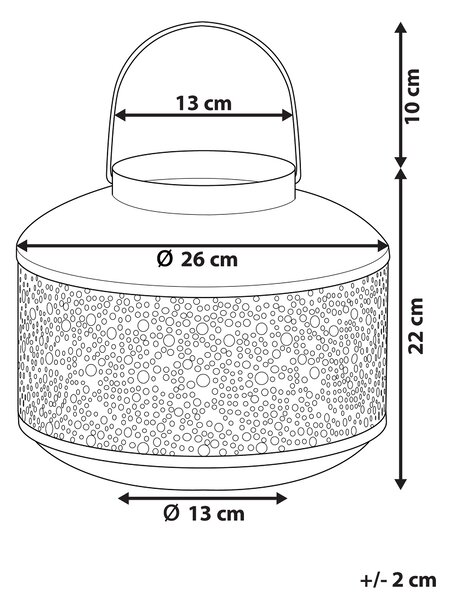 Kovový lampáš zlatý železný s dierkovaným vzorom výška 22 cm s držiakom na sviečku