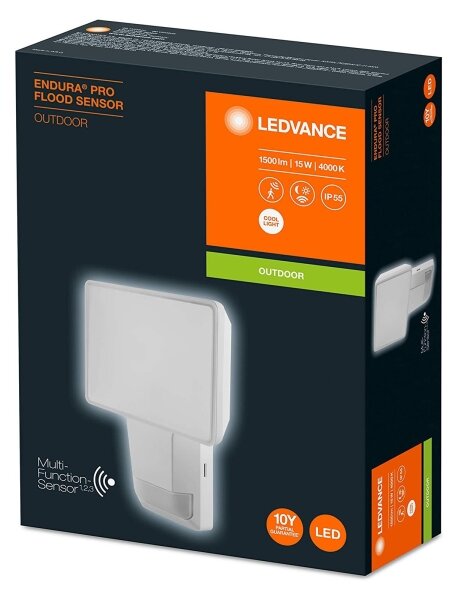 Ledvance - LED Vonkajší nástenný reflektor so senzorom FLOOD LED/15W/230V IP55
