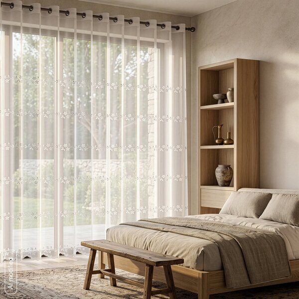 Dekorstudio Záclona MATYLDA s výšivkou a kamienkami 350x250cm - biela
