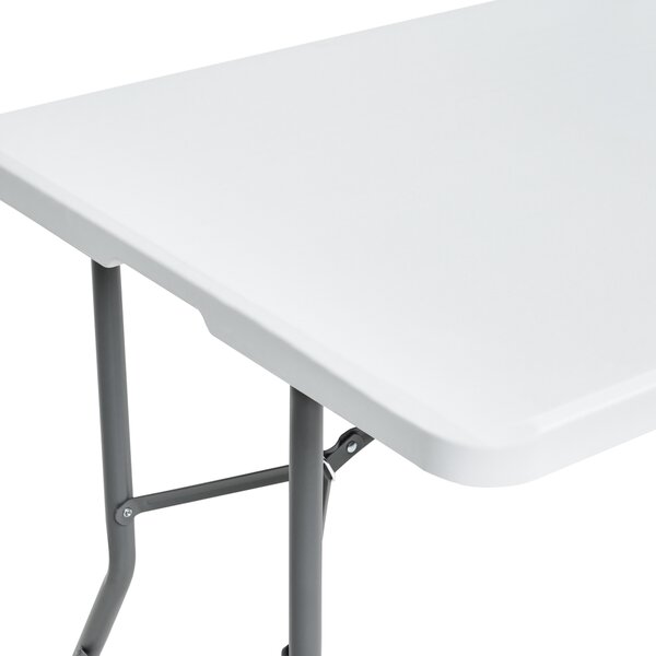 Záhradný jedálenský stôl biely syntetický materiál 180 x 74 cm pre 6 osôb obdĺžnikový skladací kovové nohy minimalistický štýl