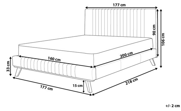 Posteľ béžová 160 x 200 cm čalúnený ženilkový rám postele vysoké prešívané čelo spálňa