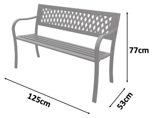 Záhradná lavica 125x53x77 cm (ruža)