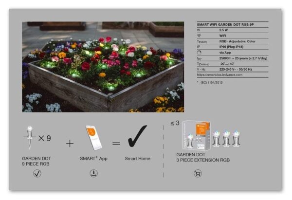 Ledvance - LED RGB Vonkajšia predlžovacia sada SMART+ 9xLED/2,5W/230V IP65 Wi-Fi