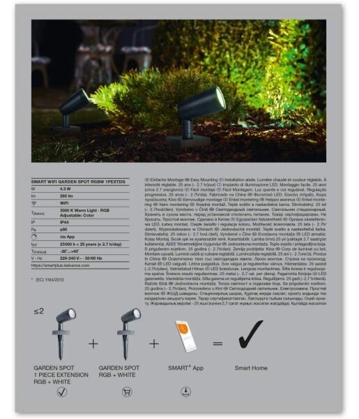 Ledvance - LED RGBW Vonkajšia lampa SMART+ SPOT LED/4,5W/230V IP65 Wi-Fi